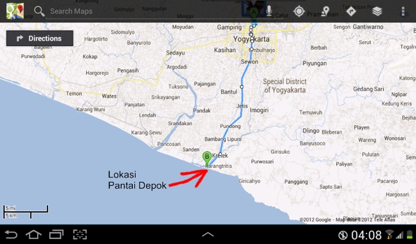 Peta lokasi Pantai Depok Yogyakarta