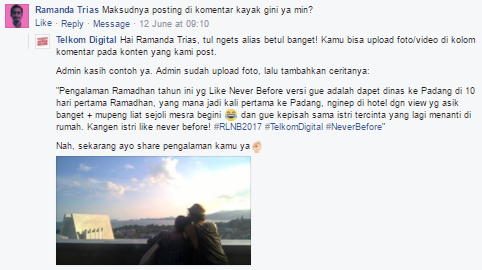 Contoh posting di Facebook