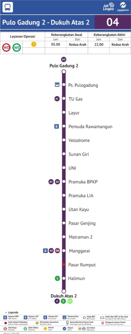 Peta Rute Dan Jalur Transjakarta Koridor 4: Pulogadung – Dukuh Atas 2